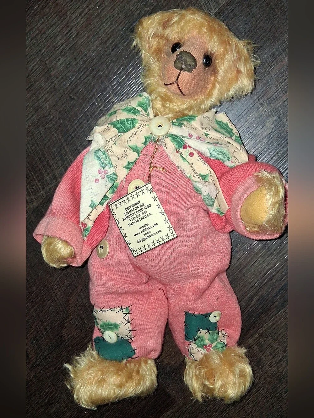RARE Vintage Handmade Mohair Teddy Bear From Derby Henry